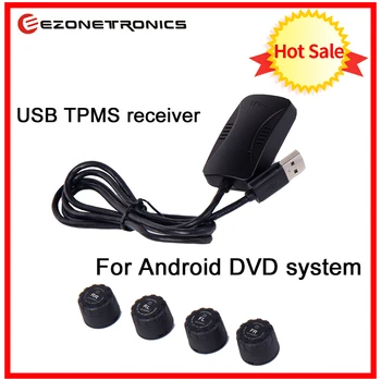 USB TPMS приемник Система контроля давления в шинах Запасная шина для Android Навигация Автомобильное радио с 4 внешними датчиками