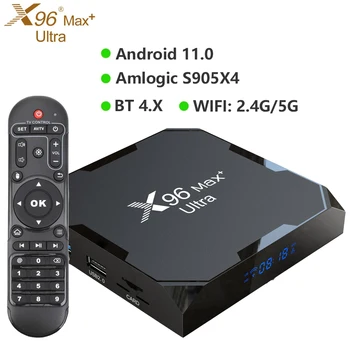 X96 Max + Ultra Amlogic S905X4 TV BOX Android 11 4G B 32GB 64GB AV1 8K 2,4/5G Двойной Wifi BT медиаплеер телеприставка Smart TVBOX X96