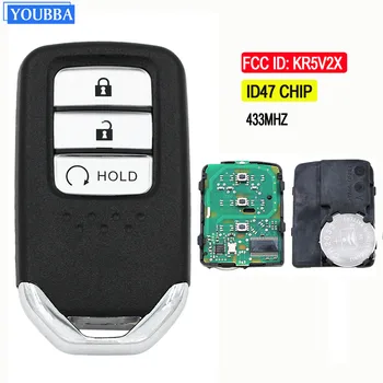 YOUBBA Автомобильный Дистанционный Ключ ID47 с чипом 433 МГц для Honda CRV FCCID: KR5V2X IReplacement Keyless Go Smart Card P/N: A2C98320100 2017 2018