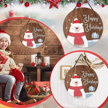 Веселый Рождественский подвесной знак, украшение на Рождественскую елку, Санта-Клаус, Деревянная табличка, подвеска для двери дома, Новогодний Рождественский декор #t2g