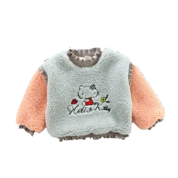 Детская одежда Hello Kitty из кашемира плюс толстовка с бархатной подкладкой для девочек, Новый осенне-зимний милый теплый свитер, детский топ