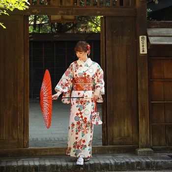 Женские Кимоно Юката Женщина 2019 Японское Кимоно Традиционное Платье Оби Хаори Японская Одежда Для Косплея Костюм Гейши FF2354