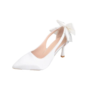Классические элегантные женские туфли-лодочки с бабочкой цвета шампанского 2023, весна-лето, свадебные туфли на высоком каблуке с белым шампанским, бриджи для вечеринок
