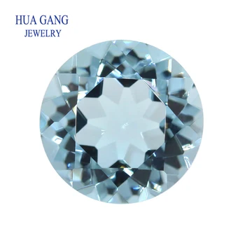 Синтетический синий кристалл, россыпной драгоценный камень круглой формы, ограненный Размер огранки 3 ~ 12 мм Для изготовления ювелирных изделий своими руками
